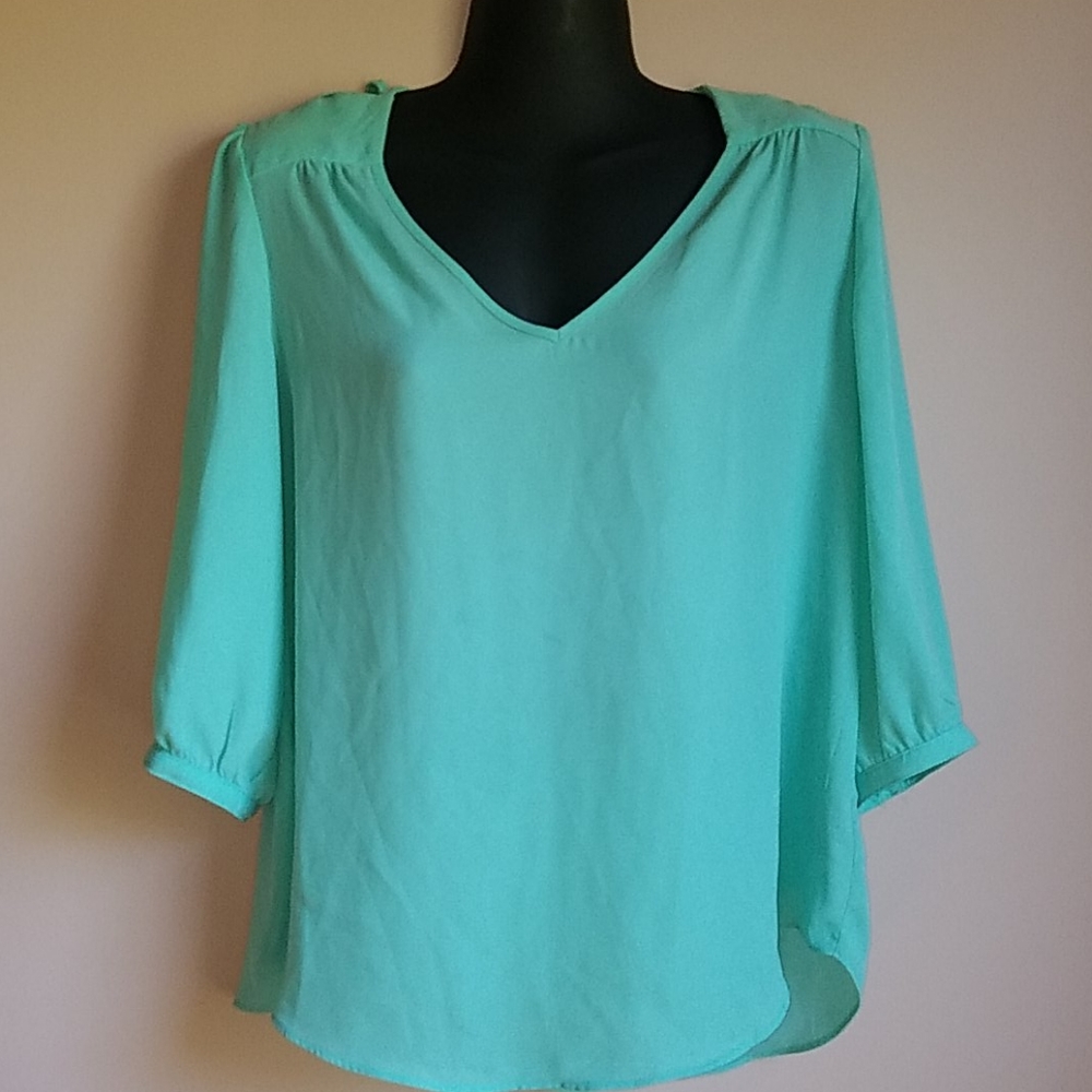 Mint Green blouse w/ detail back neckline
